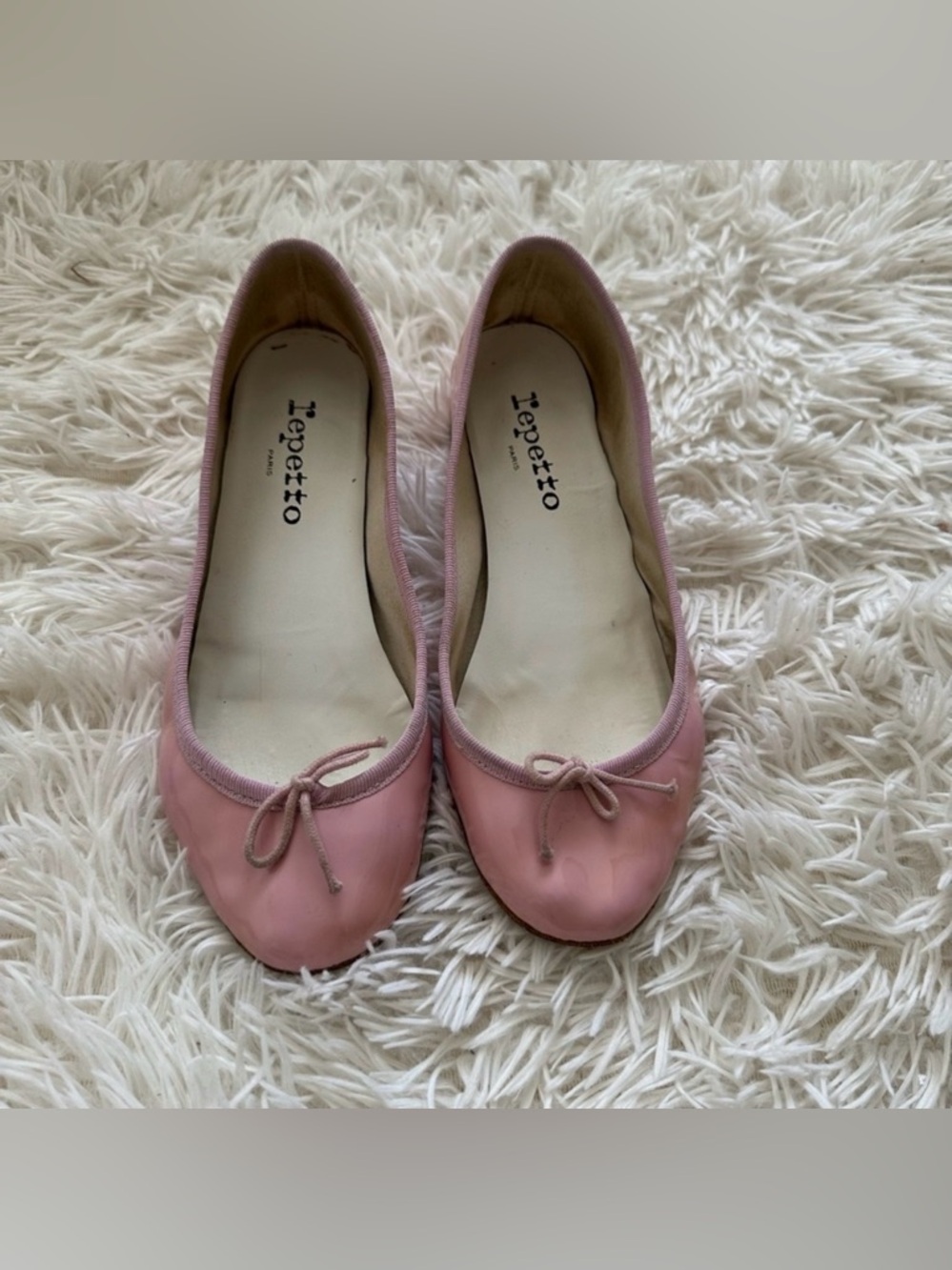 Repetto Camille Ballet Patent Leather Slip On Heel Flats Pink Size 38.5